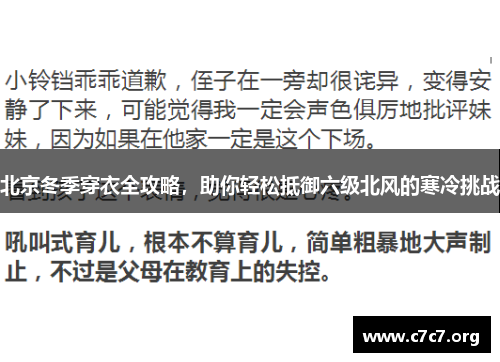 北京冬季穿衣全攻略,助你轻松抵御六级北风的寒冷挑战 北京冬季穿衣全攻略,助你轻松抵御六级北风的寒冷挑战